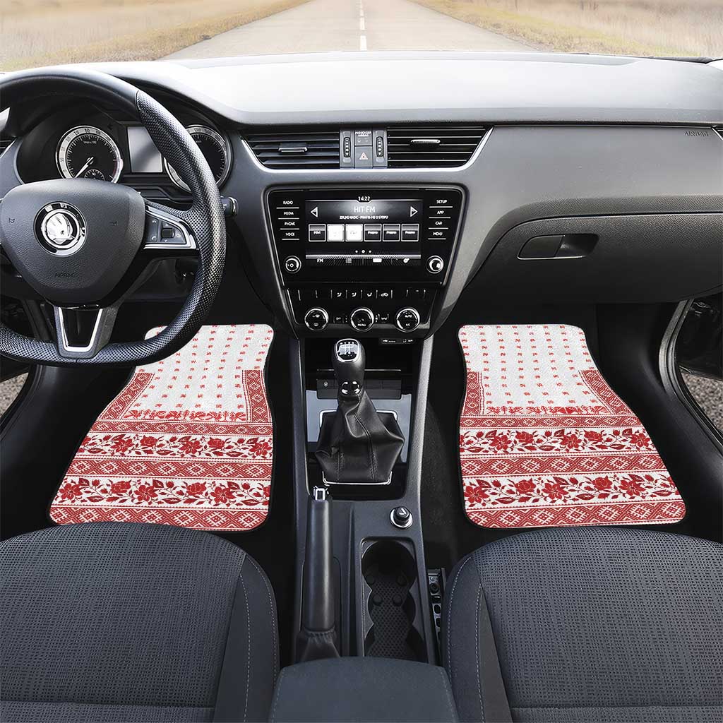 Antique Croatia Folk Embroidery Inspired Pattern Car Mats Roses and Peacocks - Wonder Print Shop
