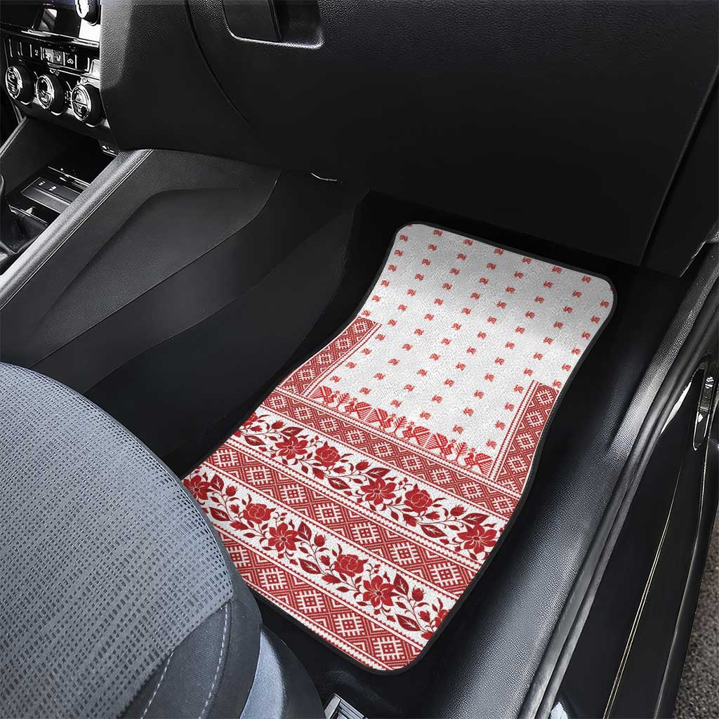 Antique Croatia Folk Embroidery Inspired Pattern Car Mats Roses and Peacocks - Wonder Print Shop