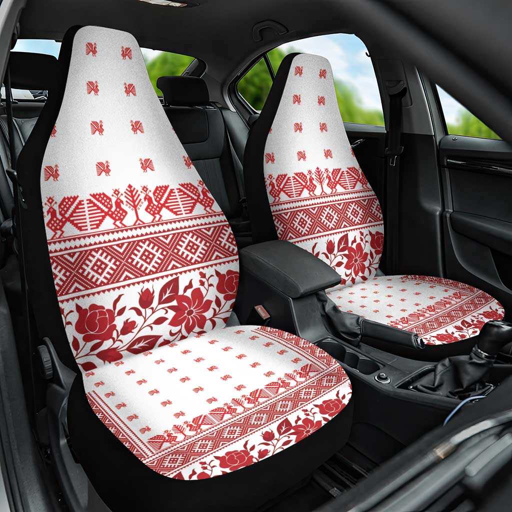 Antique Croatia Folk Embroidery Inspired Pattern Car Seat Cover Roses and Peacocks - Wonder Print Shop