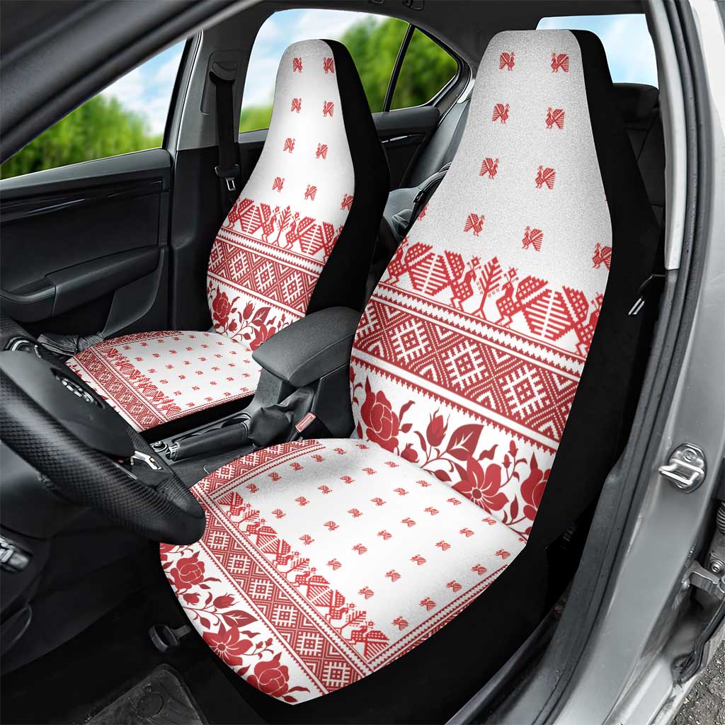 Antique Croatia Folk Embroidery Inspired Pattern Car Seat Cover Roses and Peacocks - Wonder Print Shop