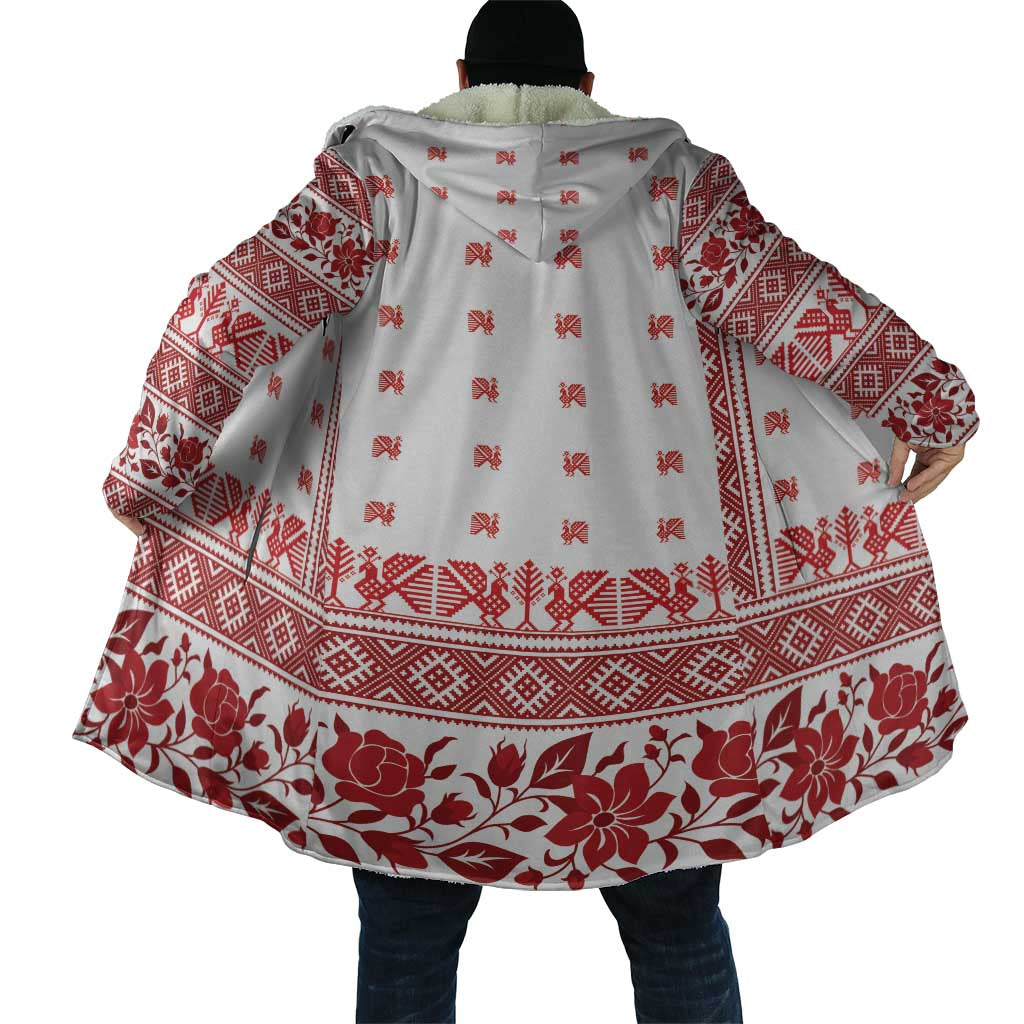 Antique Croatia Folk Embroidery Inspired Pattern Cloak Roses and Peacocks - Wonder Print Shop