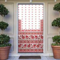 Antique Croatia Folk Embroidery Inspired Pattern Door Cover Roses and Peacocks - Wonder Print Shop