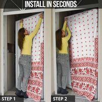 Antique Croatia Folk Embroidery Inspired Pattern Door Cover Roses and Peacocks - Wonder Print Shop