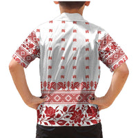 Antique Croatia Folk Embroidery Inspired Pattern Family Matching Mermaid Dress and Hawaiian Shirt Roses and Peacocks - Wonder Print Shop