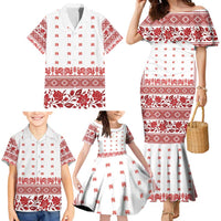 Antique Croatia Folk Embroidery Inspired Pattern Family Matching Mermaid Dress and Hawaiian Shirt Roses and Peacocks - Wonder Print Shop