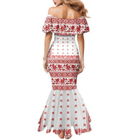 Antique Croatia Folk Embroidery Inspired Pattern Family Matching Mermaid Dress and Hawaiian Shirt Roses and Peacocks - Wonder Print Shop