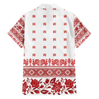 Antique Croatia Folk Embroidery Inspired Pattern Family Matching Off The Shoulder Long Sleeve Dress and Hawaiian Shirt Roses and Peacocks - Wonder Print Shop