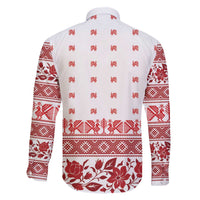 Antique Croatia Folk Embroidery Inspired Pattern Family Matching Off The Shoulder Long Sleeve Dress and Hawaiian Shirt Roses and Peacocks - Wonder Print Shop
