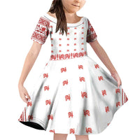 Antique Croatia Folk Embroidery Inspired Pattern Family Matching Off Shoulder Short Dress and Hawaiian Shirt Roses and Peacocks - Wonder Print Shop