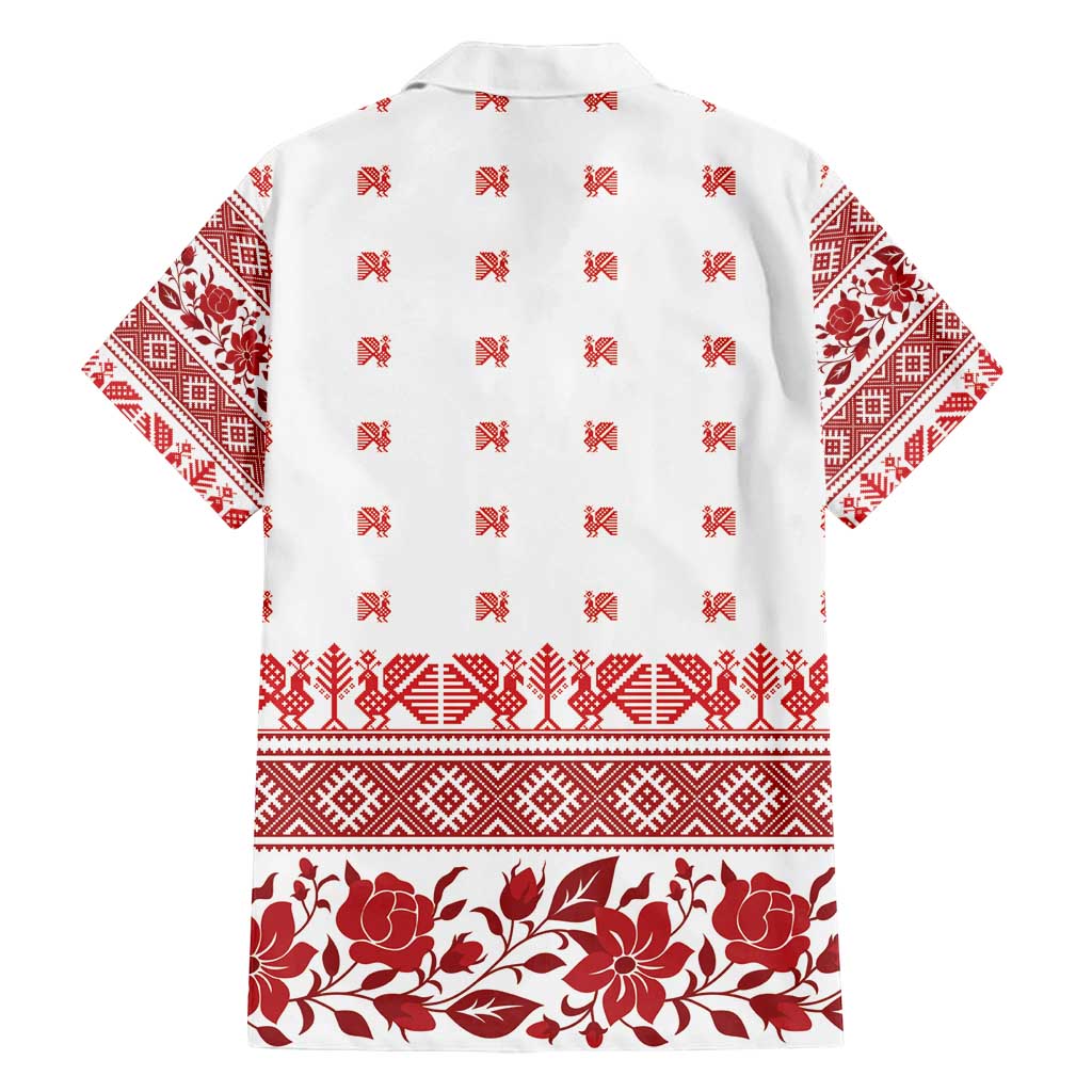 Antique Croatia Folk Embroidery Inspired Pattern Family Matching Off Shoulder Short Dress and Hawaiian Shirt Roses and Peacocks - Wonder Print Shop