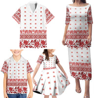 Antique Croatia Folk Embroidery Inspired Pattern Family Matching Puletasi and Hawaiian Shirt Roses and Peacocks - Wonder Print Shop