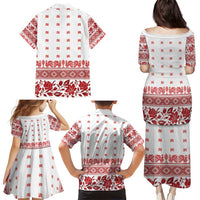 Antique Croatia Folk Embroidery Inspired Pattern Family Matching Puletasi and Hawaiian Shirt Roses and Peacocks - Wonder Print Shop