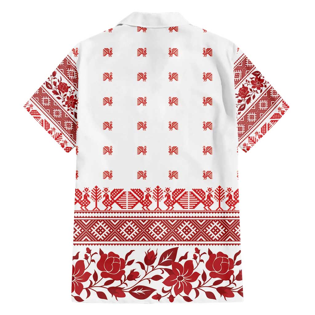 Antique Croatia Folk Embroidery Inspired Pattern Family Matching Short Sleeve Bodycon Dress and Hawaiian Shirt Roses and Peacocks - Wonder Print Shop