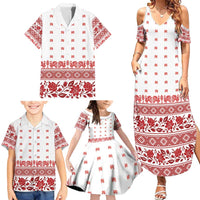 Antique Croatia Folk Embroidery Inspired Pattern Family Matching Summer Maxi Dress and Hawaiian Shirt Roses and Peacocks - Wonder Print Shop