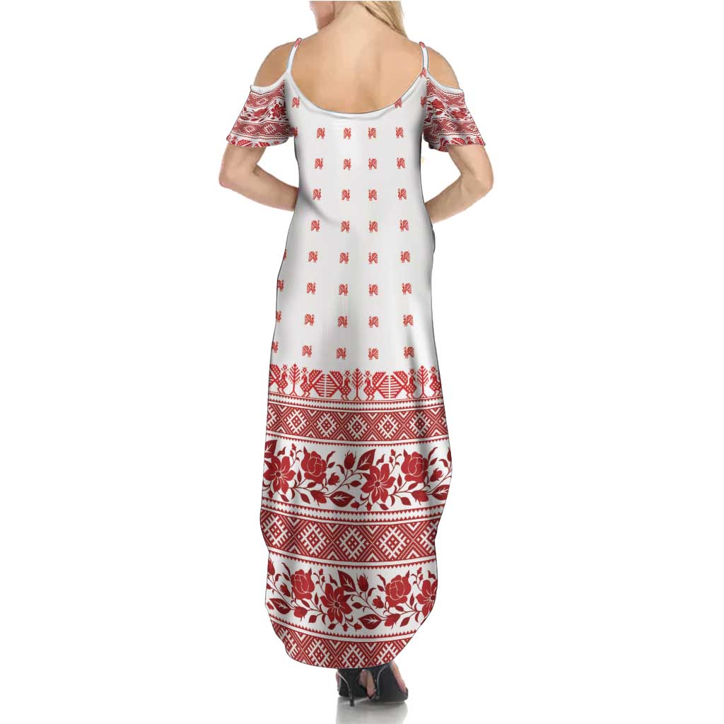 Antique Croatia Folk Embroidery Inspired Pattern Family Matching Summer Maxi Dress and Hawaiian Shirt Roses and Peacocks - Wonder Print Shop