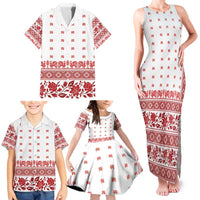 Antique Croatia Folk Embroidery Inspired Pattern Family Matching Tank Maxi Dress and Hawaiian Shirt Roses and Peacocks - Wonder Print Shop