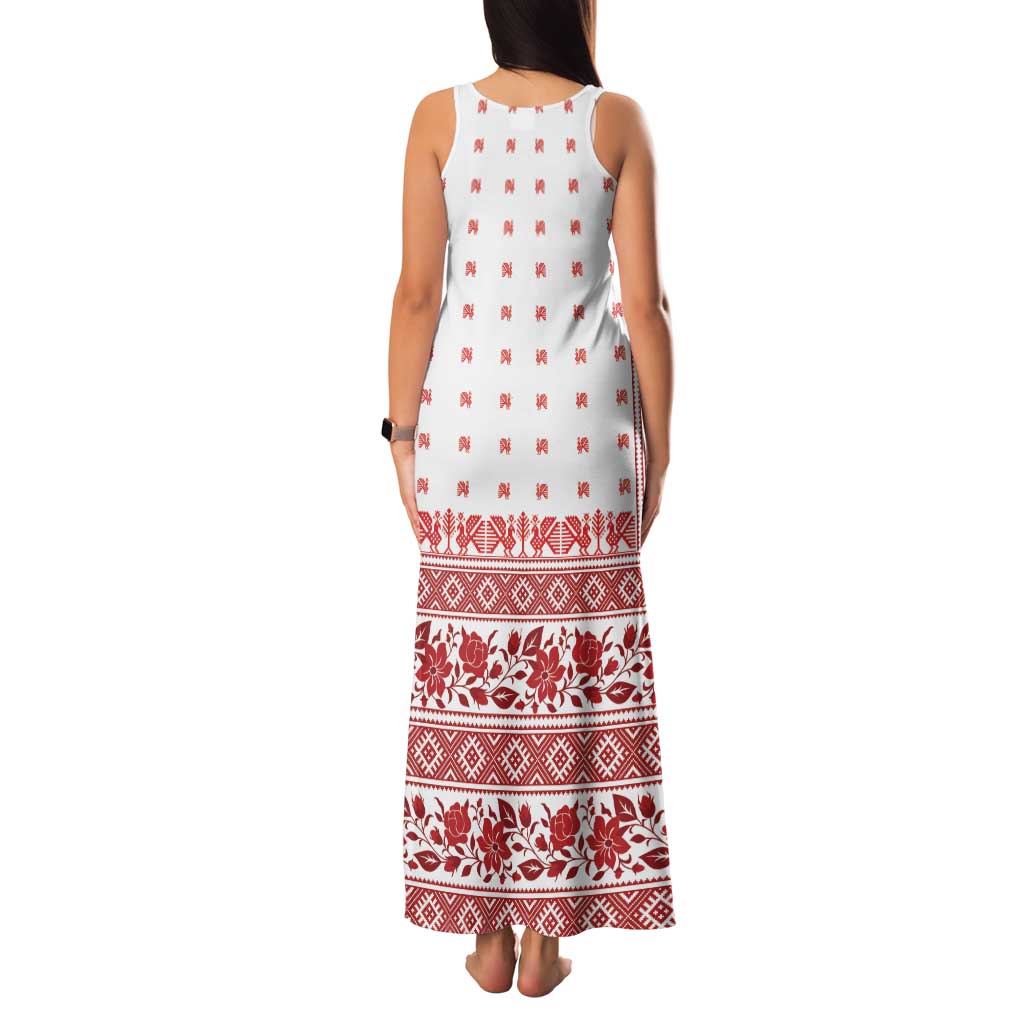 Antique Croatia Folk Embroidery Inspired Pattern Family Matching Tank Maxi Dress and Hawaiian Shirt Roses and Peacocks - Wonder Print Shop