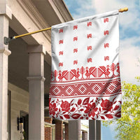 Antique Croatia Folk Embroidery Inspired Pattern Garden Flag Roses and Peacocks - Wonder Print Shop