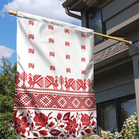 Antique Croatia Folk Embroidery Inspired Pattern Garden Flag Roses and Peacocks - Wonder Print Shop