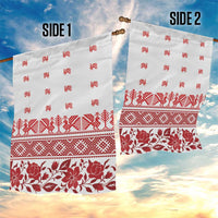 Antique Croatia Folk Embroidery Inspired Pattern Garden Flag Roses and Peacocks - Wonder Print Shop