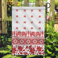 Antique Croatia Folk Embroidery Inspired Pattern Garden Flag Roses and Peacocks - Wonder Print Shop