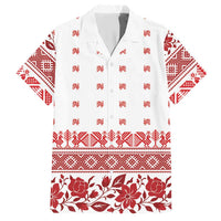 Antique Croatia Folk Embroidery Inspired Pattern Hawaiian Shirt Roses and Peacocks - Wonder Print Shop