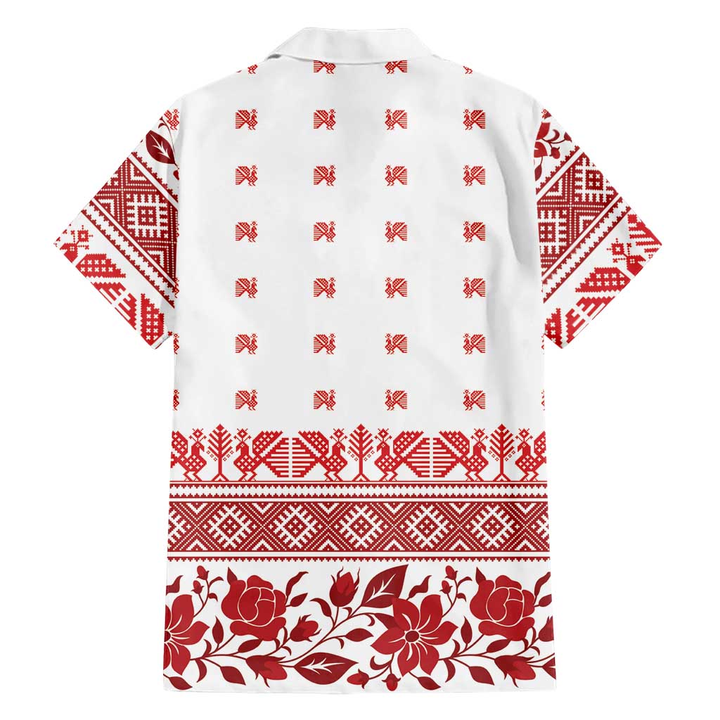 Antique Croatia Folk Embroidery Inspired Pattern Hawaiian Shirt Roses and Peacocks - Wonder Print Shop