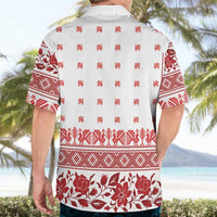 Antique Croatia Folk Embroidery Inspired Pattern Hawaiian Shirt Roses and Peacocks - Wonder Print Shop