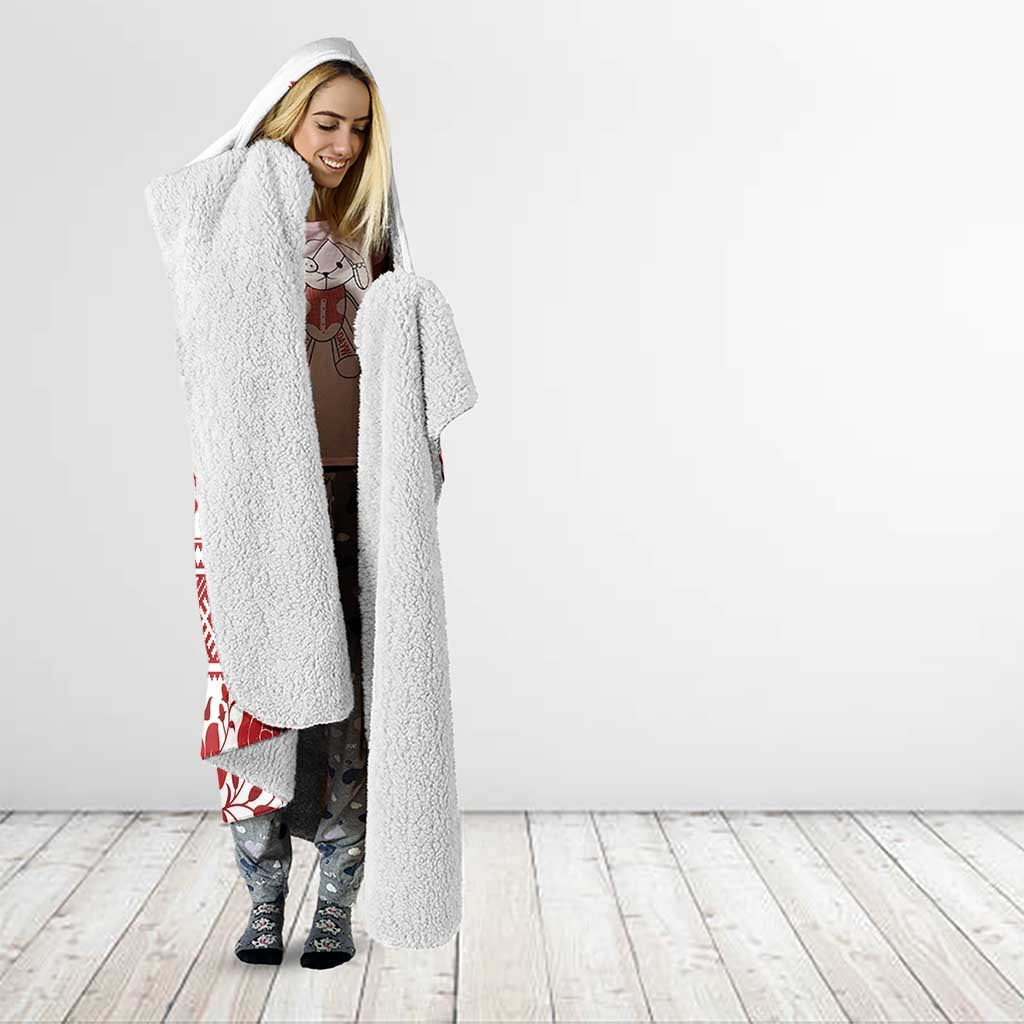 Antique Croatia Folk Embroidery Inspired Pattern Hooded Blanket Roses and Peacocks - Wonder Print Shop