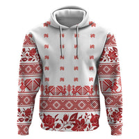 Antique Croatia Folk Embroidery Inspired Pattern Hoodie Roses and Peacocks - Wonder Print Shop