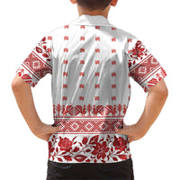 Antique Croatia Folk Embroidery Inspired Pattern Kid Hawaiian Shirt Roses and Peacocks - Wonder Print Shop