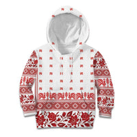 Antique Croatia Folk Embroidery Inspired Pattern Kid Hoodie Roses and Peacocks - Wonder Print Shop