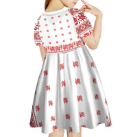 Antique Croatia Folk Embroidery Inspired Pattern Kid Short Sleeve Dress Roses and Peacocks - Wonder Print Shop