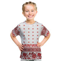 Antique Croatia Folk Embroidery Inspired Pattern Kid T Shirt Roses and Peacocks - Wonder Print Shop