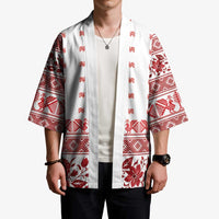 Antique Croatia Folk Embroidery Inspired Pattern Kimono Roses and Peacocks - Wonder Print Shop