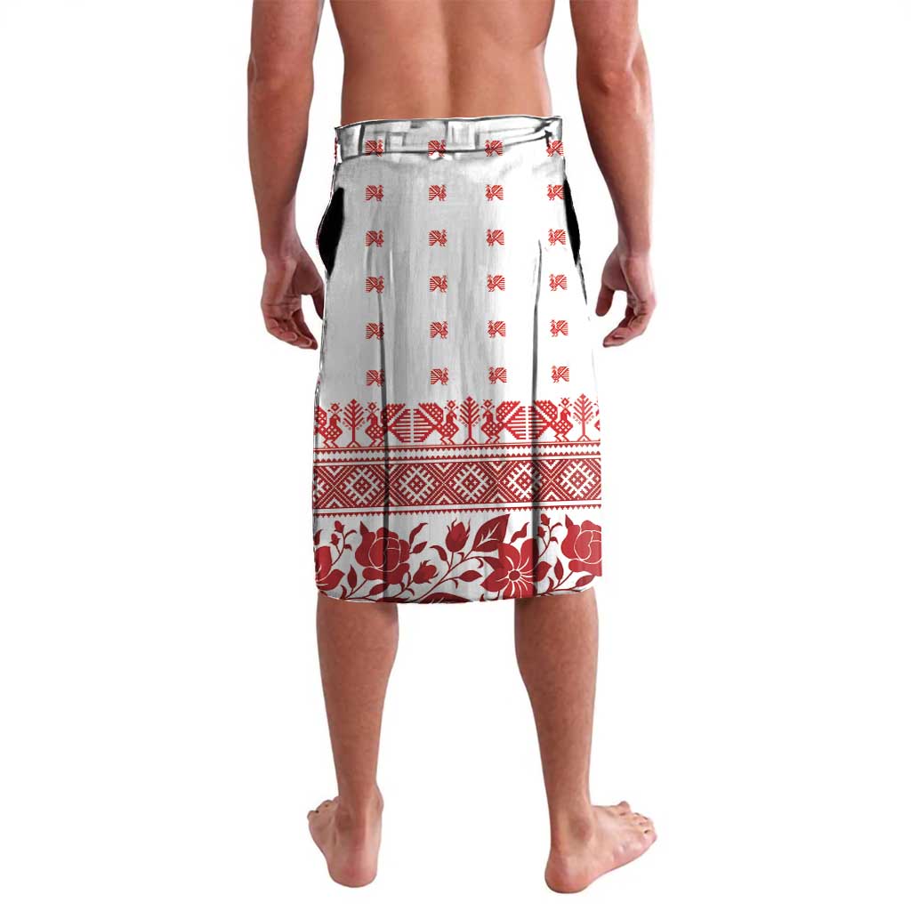 Antique Croatia Folk Embroidery Inspired Pattern Lavalava Roses and Peacocks - Wonder Print Shop
