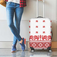 Antique Croatia Folk Embroidery Inspired Pattern Luggage Cover Roses and Peacocks - Wonder Print Shop