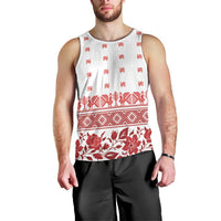 Antique Croatia Folk Embroidery Inspired Pattern Men Tank Top Roses and Peacocks - Wonder Print Shop