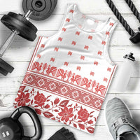 Antique Croatia Folk Embroidery Inspired Pattern Men Tank Top Roses and Peacocks - Wonder Print Shop