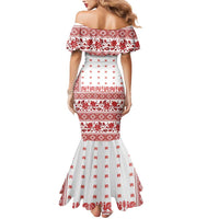 Antique Croatia Folk Embroidery Inspired Pattern Mermaid Dress Roses and Peacocks - Wonder Print Shop