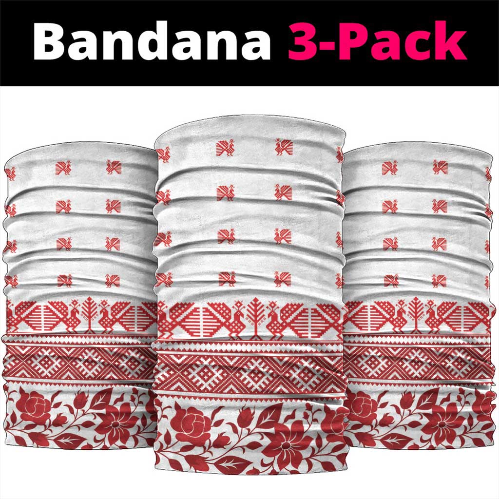 Antique Croatia Folk Embroidery Inspired Pattern Neck Gaiter Roses and Peacocks - Wonder Print Shop