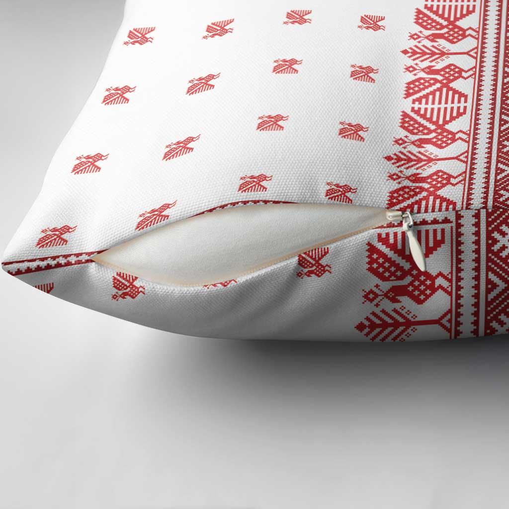 Antique Croatia Folk Embroidery Inspired Pattern Pillow Cover Roses and Peacocks - Wonder Print Shop