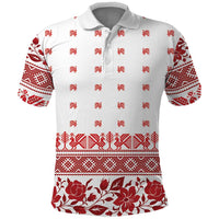 Antique Croatia Folk Embroidery Inspired Pattern Polo Shirt Roses and Peacocks - Wonder Print Shop