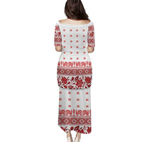 Antique Croatia Folk Embroidery Inspired Pattern Puletasi Roses and Peacocks - Wonder Print Shop
