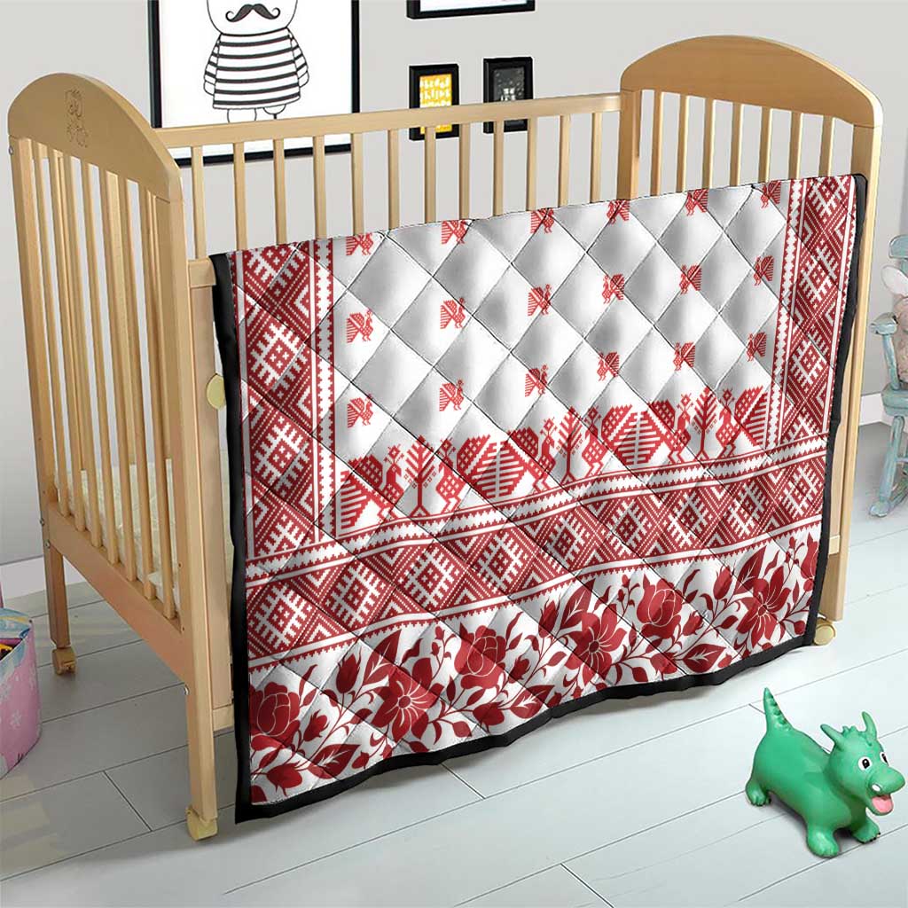 Antique Croatia Folk Embroidery Inspired Pattern Quilt Roses and Peacocks - Wonder Print Shop