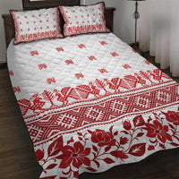 Antique Croatia Folk Embroidery Inspired Pattern Quilt Bed Set Roses and Peacocks - Wonder Print Shop