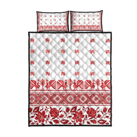 Antique Croatia Folk Embroidery Inspired Pattern Quilt Bed Set Roses and Peacocks - Wonder Print Shop