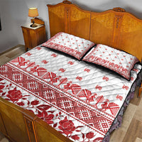Antique Croatia Folk Embroidery Inspired Pattern Quilt Bed Set Roses and Peacocks - Wonder Print Shop
