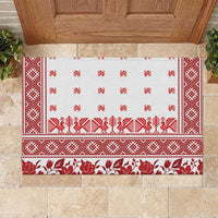 Antique Croatia Folk Embroidery Inspired Pattern Rubber Doormat Roses and Peacocks - Wonder Print Shop