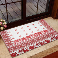 Antique Croatia Folk Embroidery Inspired Pattern Rubber Doormat Roses and Peacocks - Wonder Print Shop